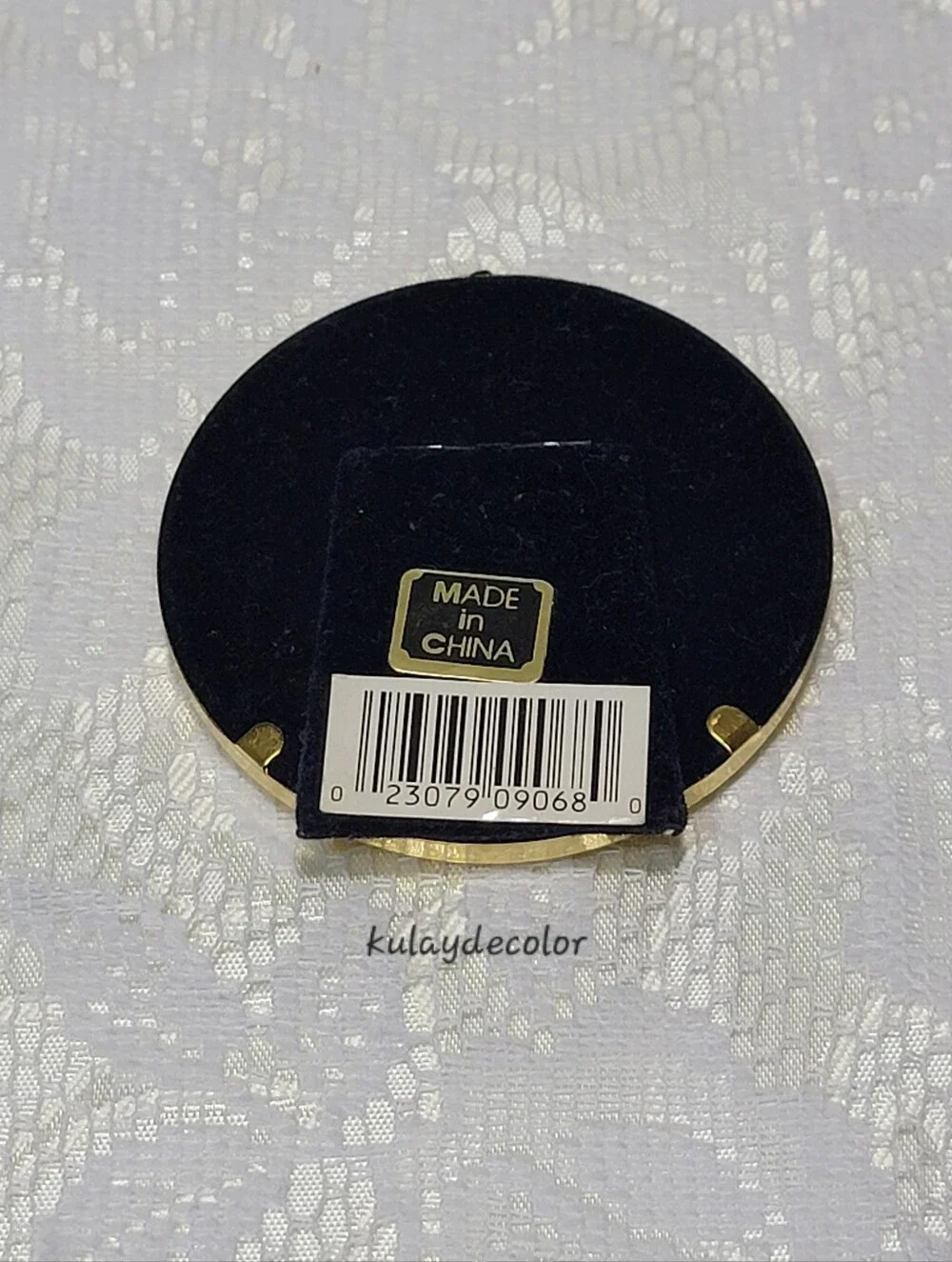 Vintage Solid Brass Round Picture Frame Hand Polished Lacquer Coated Easel Back